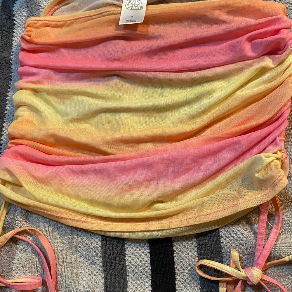 Wild Fable Pink and Yellow Swim Coverup Skirt